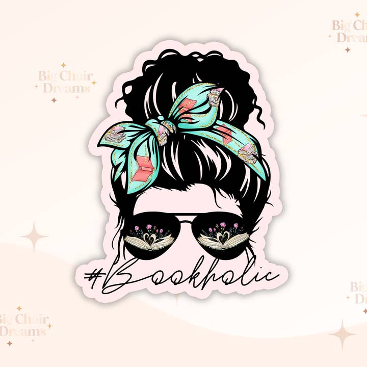 Bookholic Girl Sticker for wholesale by Big Chair Dreams