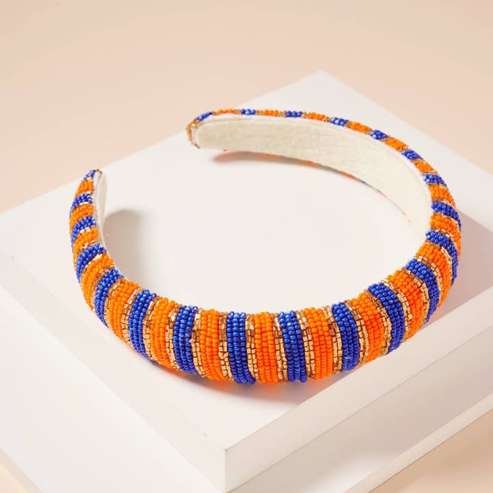 Frem - Wholesale Fashion Headband - Women's - Game Day Color Block Seed Bead Headband10