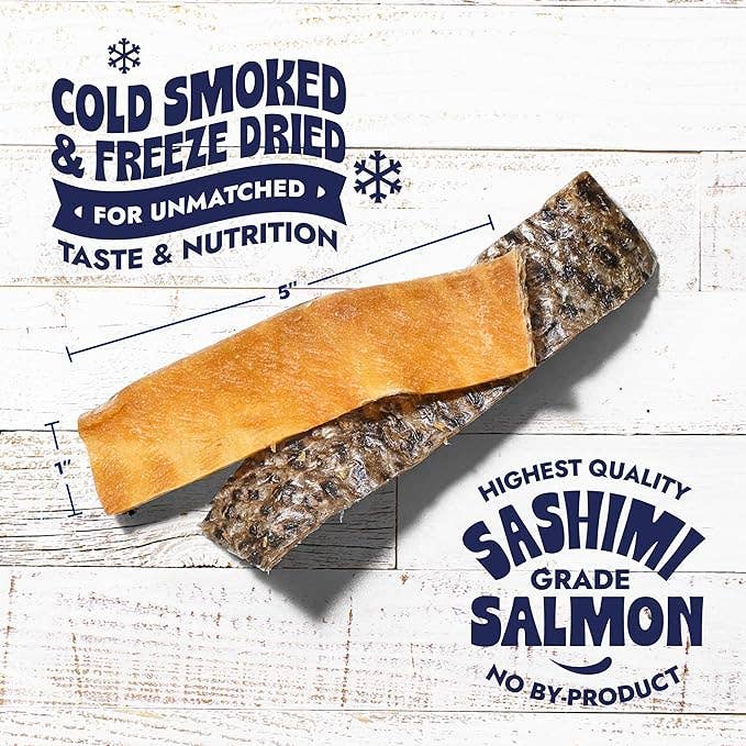 Finfare Pet Foods - Wholesale Pet Treats - Dog - Freeze-Dried Salmon Skin Strips for Dogs, 9oz3