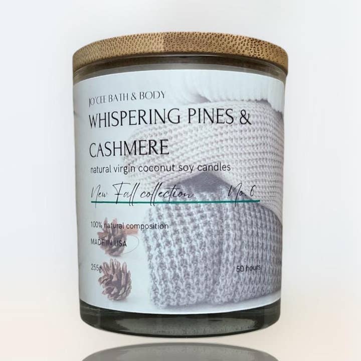 Vela de Soja de Coco Whispering Pines & Cashmere No.6 por atacado de TifOrganics