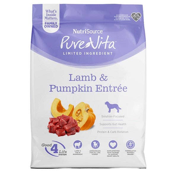 NutriSource Pure Vita Agneau et citrouille pour chiens 12lb pour la vente par La boite à Penny