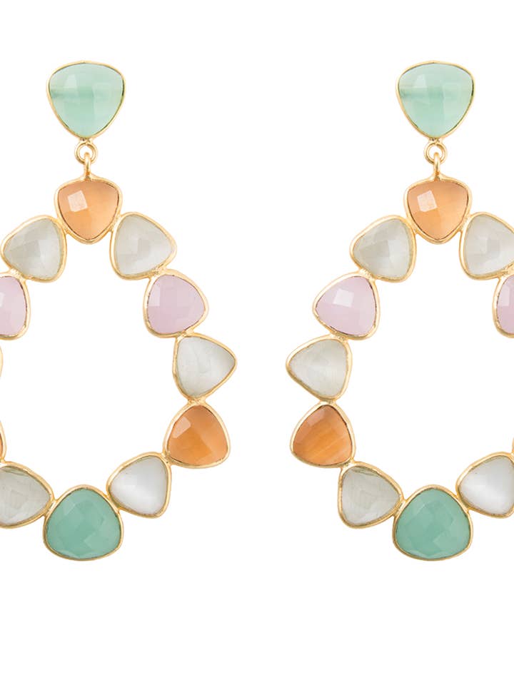 Pendientes Palmira Rosa, Blanco oorbellen voor wholesale door Lavani Jewels