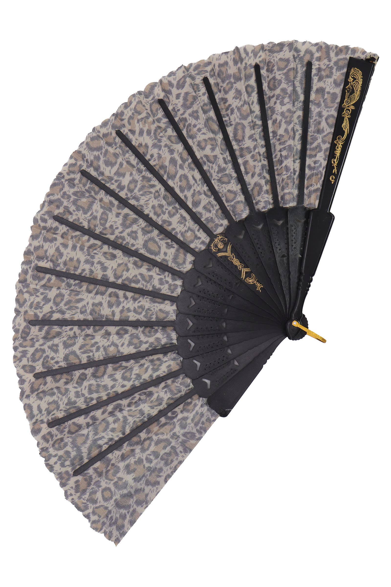 ASSORTED Exotic Leopard Black Hand-held Folding Fan for wholesale on Faire3