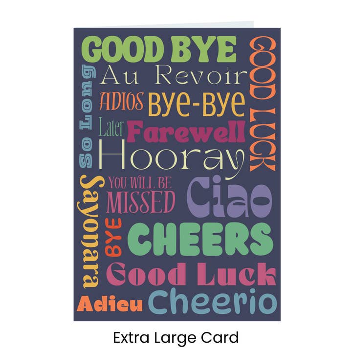 Lil's Cards - Wholesale Goodbye Card - Farewell Card for Colleague - Au Revoir! Adios! Good Bye!