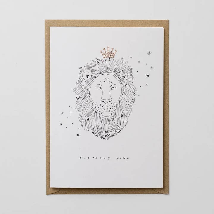 BIRTHDAY KING HAND FINISHED CROWN GREETING CARD for wholesale by Katie Housley