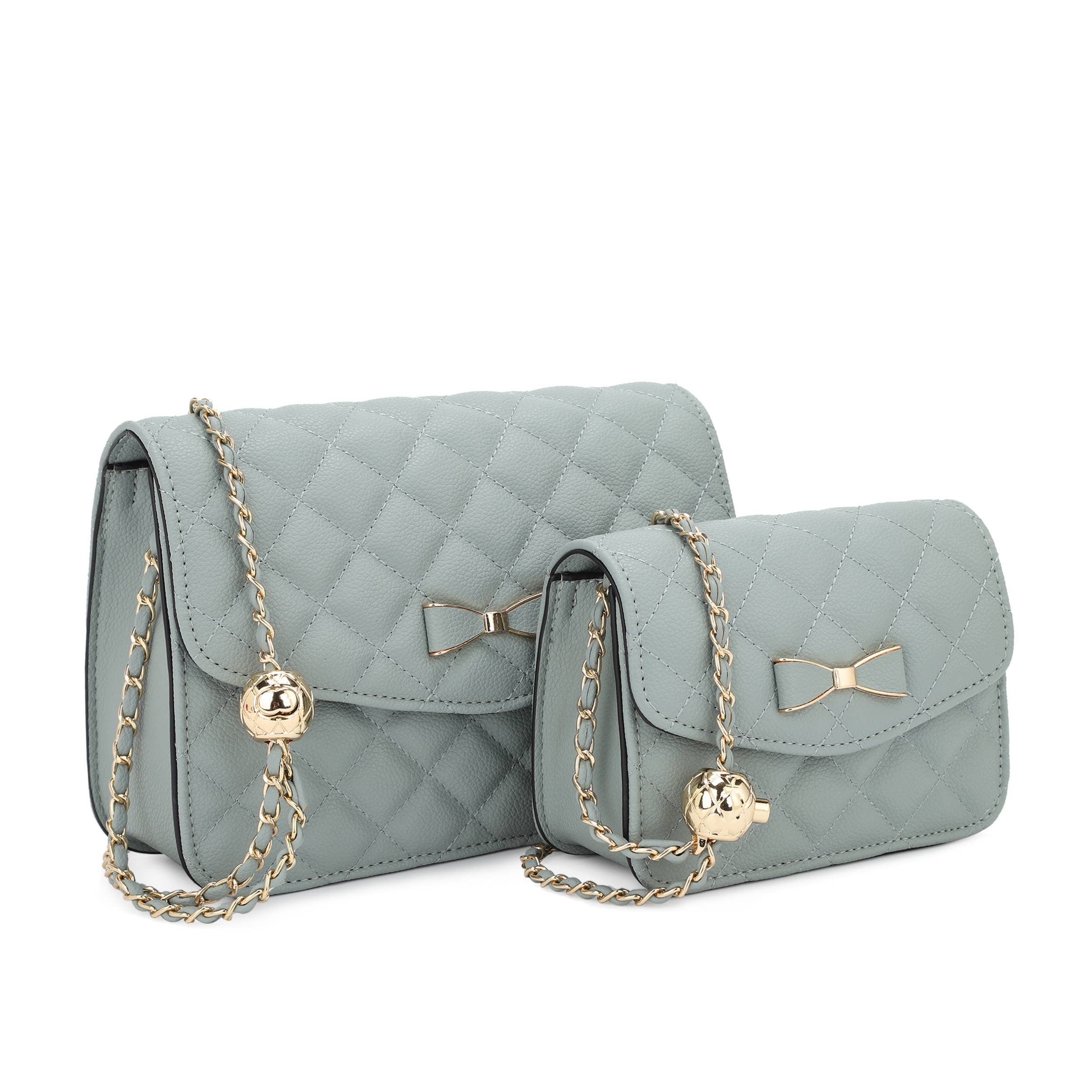 KAYLA+AVA – bolsa tiracolo - Mulher por atacado – Bolsa de tiracolo Anabel 2 em 1 com corrente de bola dourada ajustável3