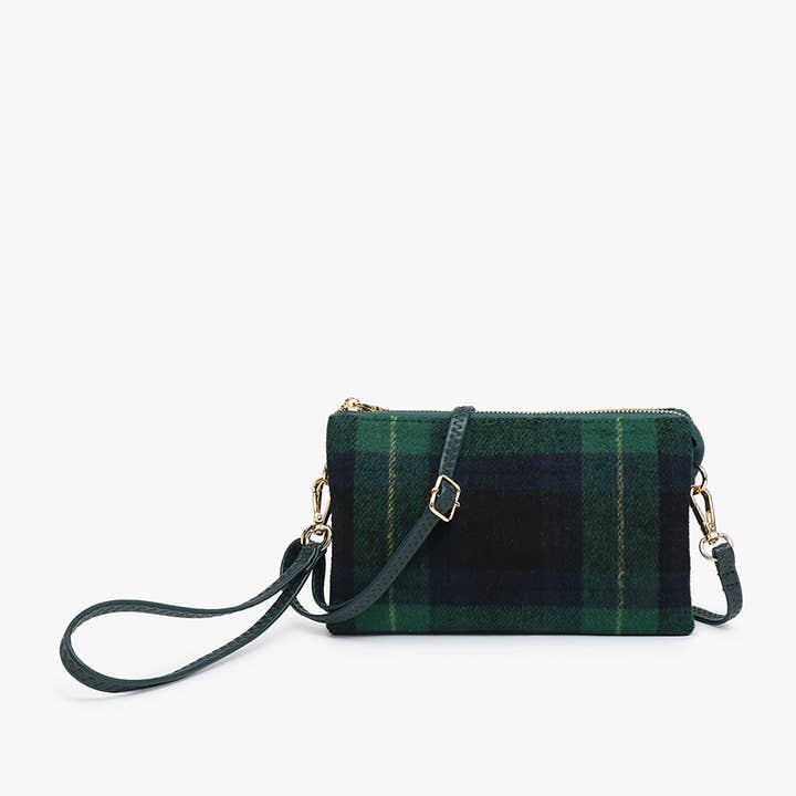 Jen & Co. - Wholesale Crossbody Bag - Women's - *SALE* M013-PLD Riley Plaid 3 Compartment Crossbody/Wristlet