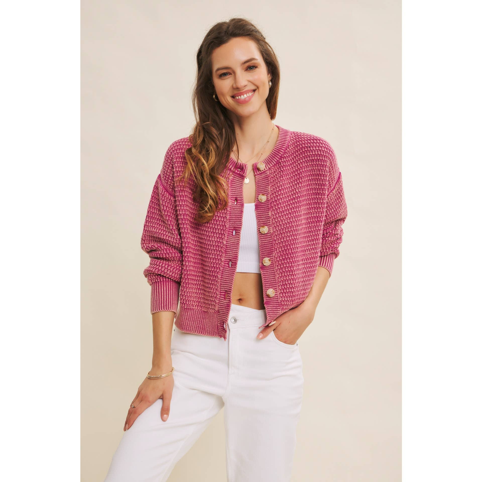 in february - Wholesale Cardigan - Women's - COZY CHIC LAYER MINERAL-WASHED CABLE KNIT SWEATER CARDIGAN2