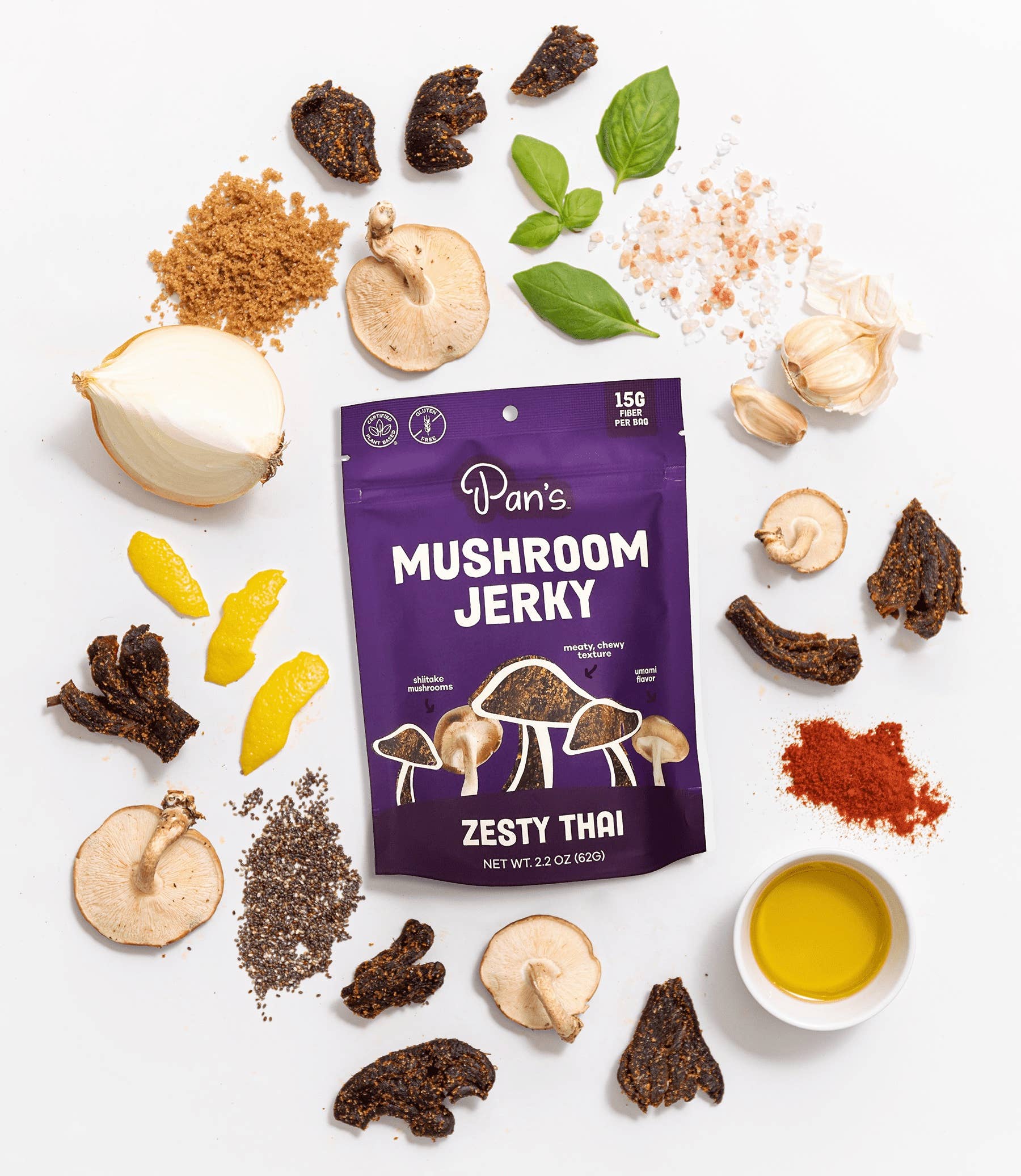 Pan's Mushroom Jerky - Wholesale Jerky - Pan's Mushroom Jerky - 2.2oz Zesty Thai4