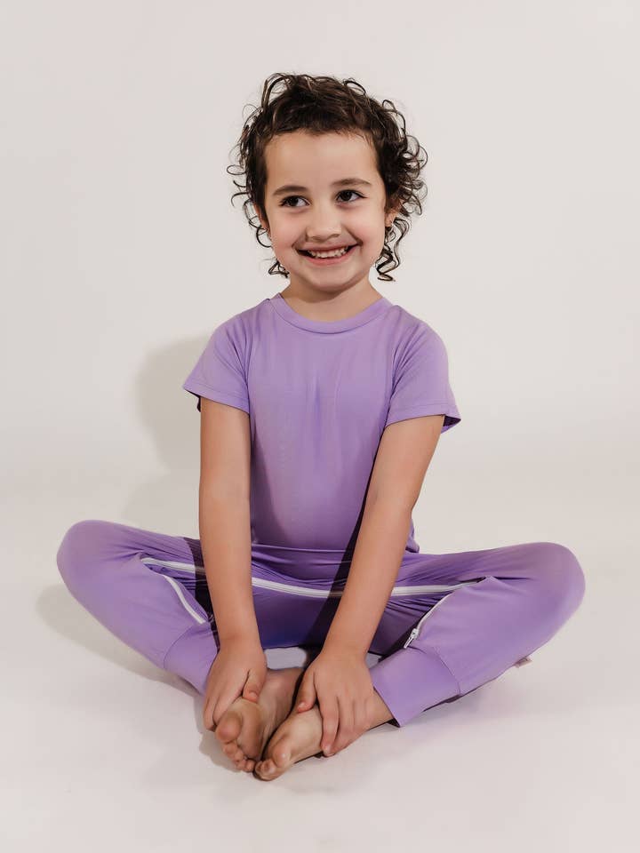 Lavender Bamboo Lyocell Zip Romper for wholesale by Zipease