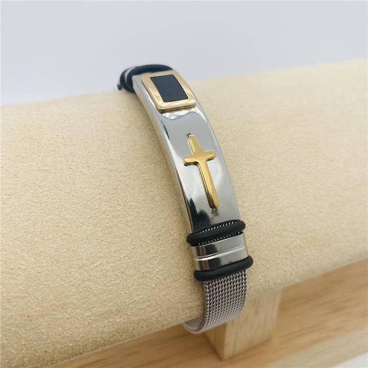 Mio Queena - Vente Bracelet jonc - Bracelet croix ajustable en titane1