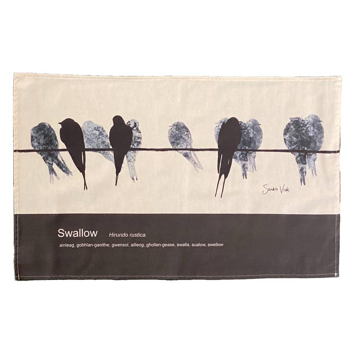 TEA TOWEL - SWALLOW unbleached cotton for wholesale by Sandra Vick