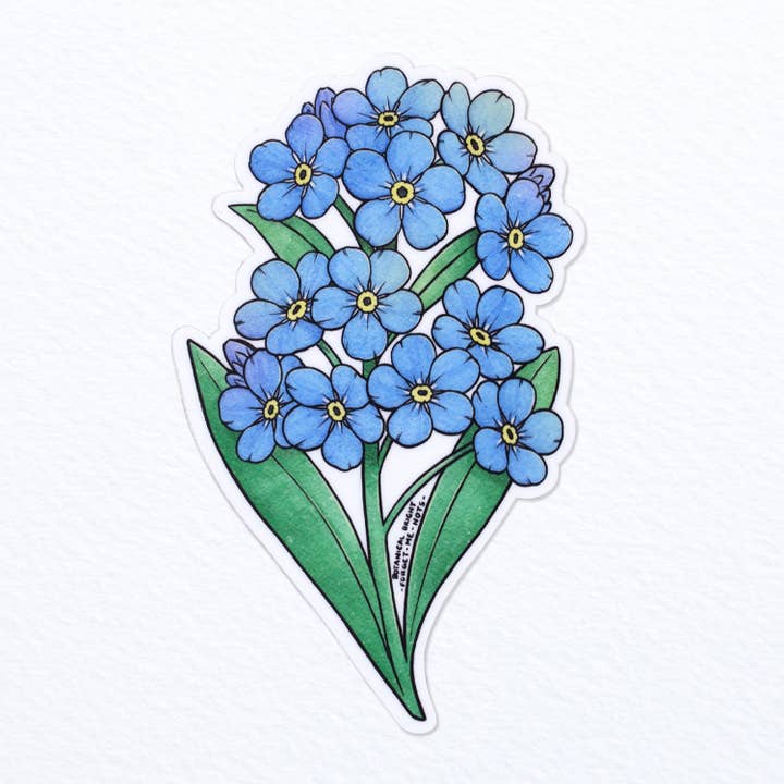Forget-Me-Not Waterproof Sticker for wholesale by Botanical Bright
