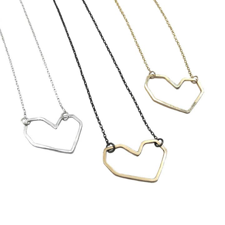 Fractured heart necklaces for wholesale by Jewelry by Kat Dei