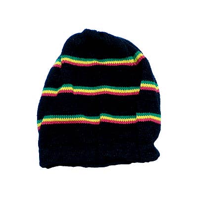 Pichincha - Wholesale Beanie - Women's - Rasta Striped Knit Puff Beanie Hat0