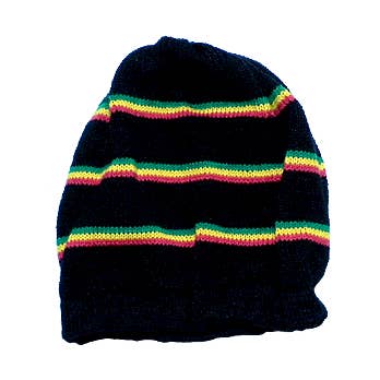 Rasta Striped Knit Puff Beanie Hat for wholesale by Pichincha
