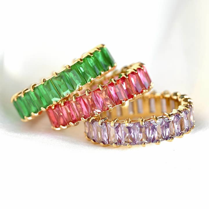 Blueyejewelry - Wholesale Multi-Stone Ring - Baguette Diamond Ring - Wide Baguette-cut CZ Ring 17