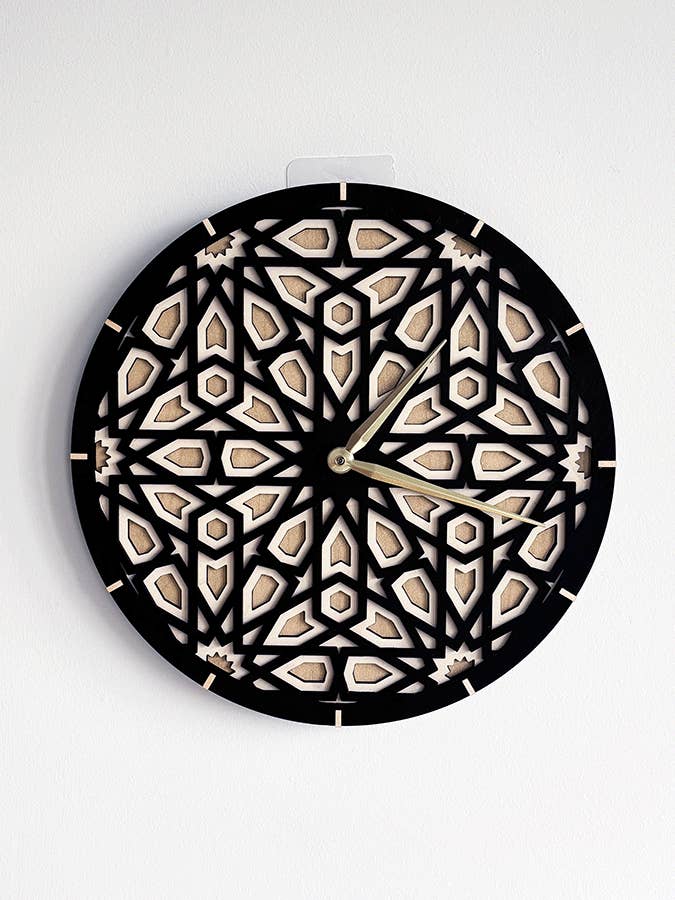Moorish Wall Clock in Black for wholesale by Studio Fajr