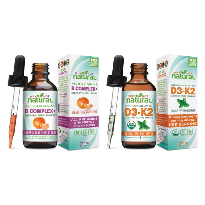 D3K2 liquid Mint + B Complex Drops Bundle for wholesale by WhyNotNatural