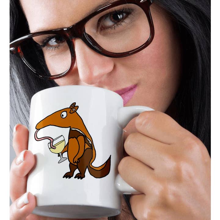3dRose - Wholesale Coffee Mug - 3dRose, Cute Funny Anteater or Aardvark Drinking Wine Cartoon, Mug9