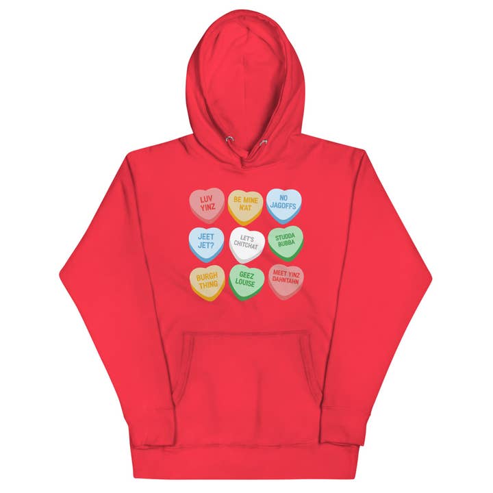 Pittsburghese Conversation Hearts - Premium Fleece Hoodie for wholesale by Yinzylvania