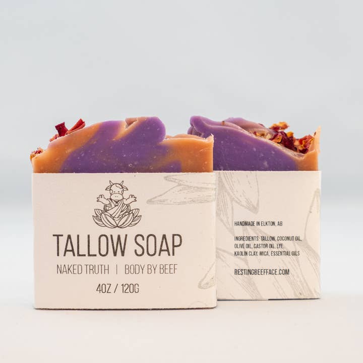 RESTING BEEF FACE | NAKED TRUTH TALLOW SOAP 4 oz BARS for wholesale by Resting Beef Face
