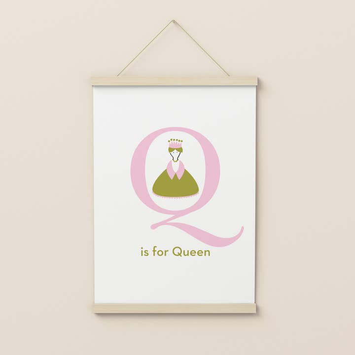 Letter Q Illustrated Alphabet Print for wholesale by Know It All Prints