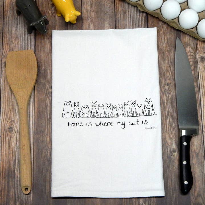 Green Bee Tea Towels - Wholesale Tea Towel - Cat Is Home Dish Towel | Tea Towels | Flour Sack Towels