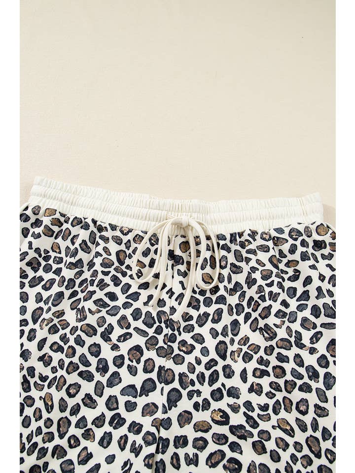 Khaki Plus Size Leopard Pullover and Shorts Set for wholesale on Faire7