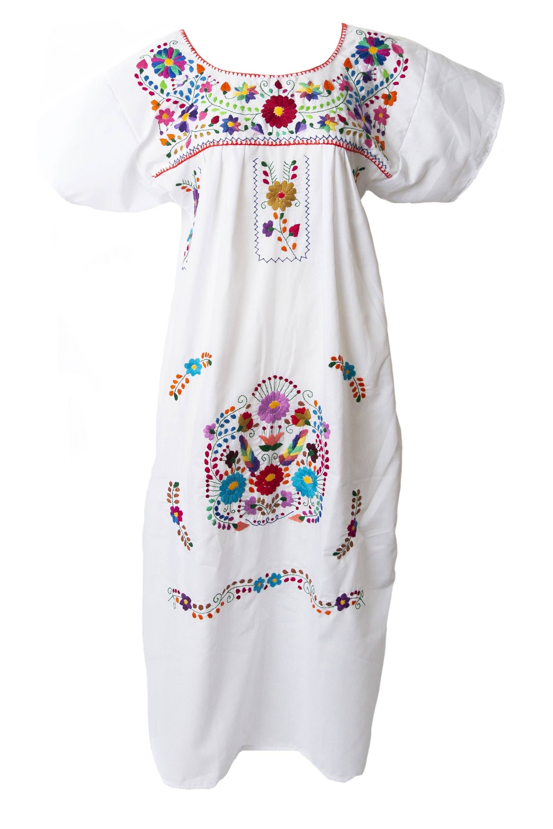 SIDREY - Venta al por mayor Vestido - Mujer - Vestido tradicional mexicano blanco hecho a mano, disponible en todas las tallas2
