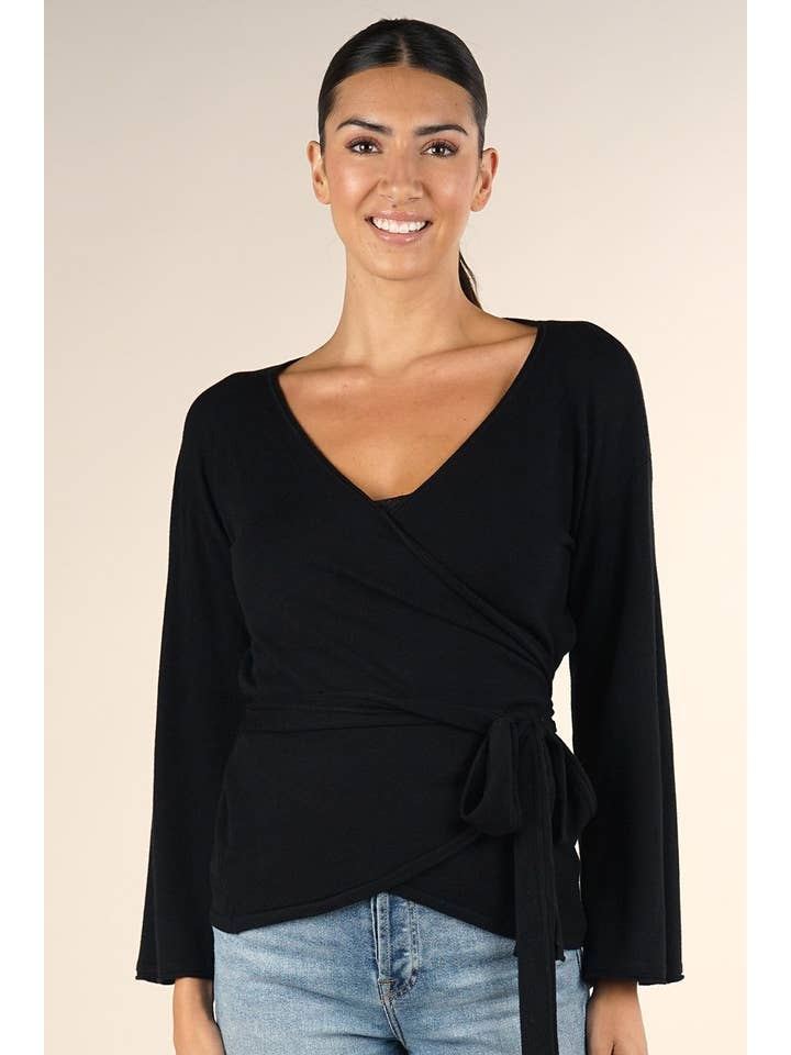 Lovestitch - Vente Pull en maille – femme - Pull à manches évasées Dressy Wrap