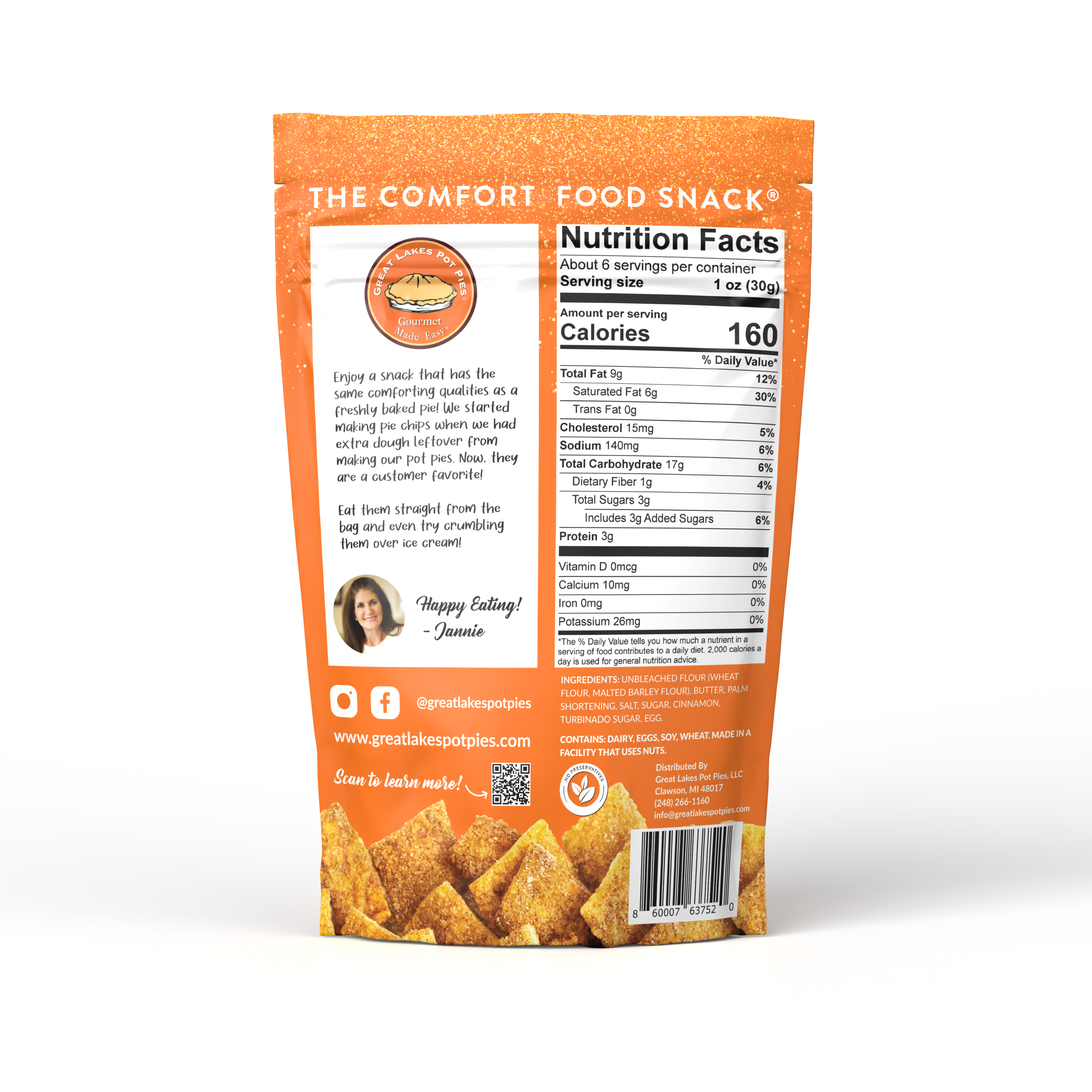 Great Lakes Pot Pies - Vente Chips - Croustilles à tarte au sucre à la cannelle 5,5 oz1