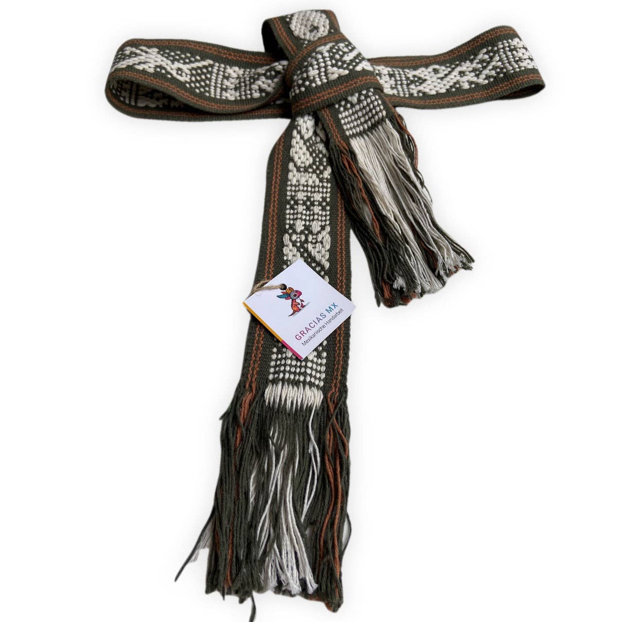 Gracias MX – wholesale Belt – Women's – Hand woven belt in olive, ochre and natural shades0