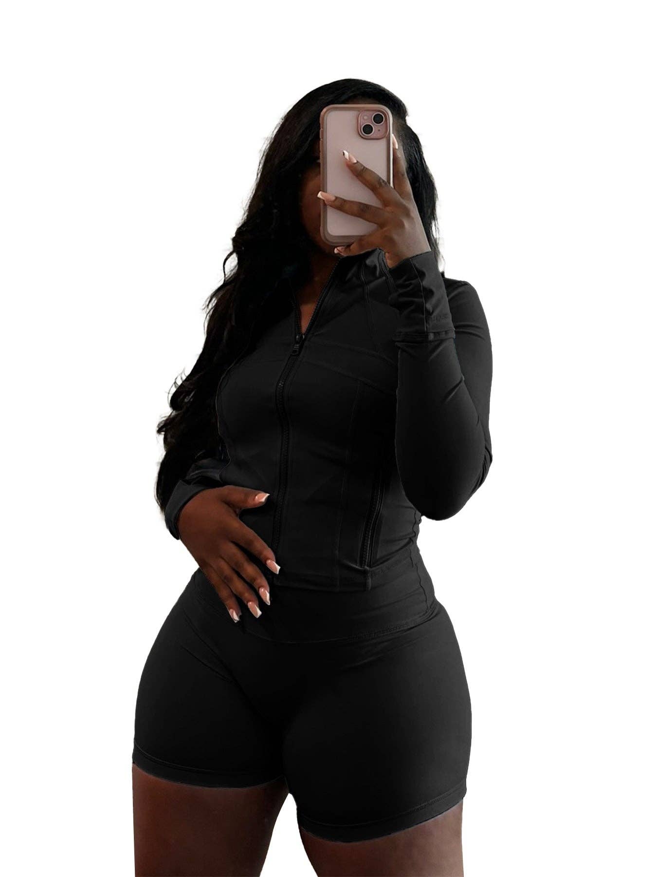 MB Fashion Wholesale - Wholesale Activewear Set - Women's - MB FASHION Athletic Set Long-Sleeve Zip-Up 4068LY18