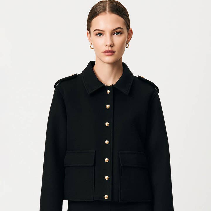 Ladies Lapel Collar Long Sleeves Shoulder Epaulette Cropped Jacket and other Purchase Wholesale ep0618. Free Returns & Net 60 Terms on Faire trending on Faire.