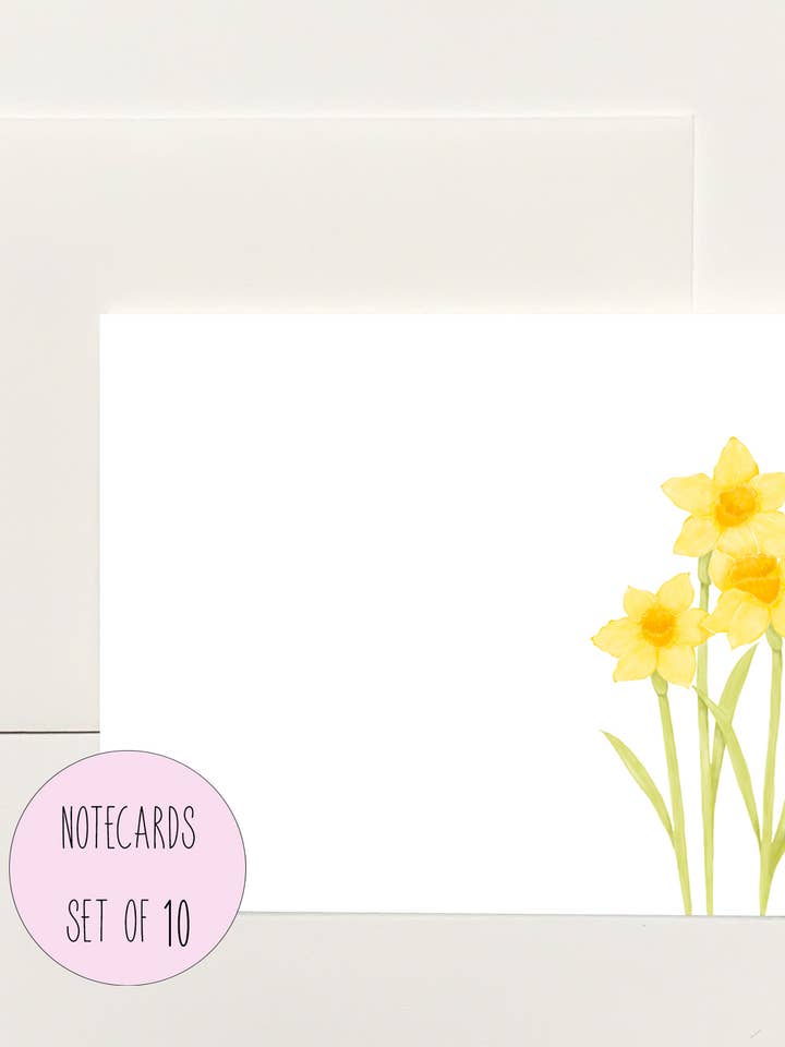 Daffodil Folded Notecards for wholesale by k.Patricia Designs