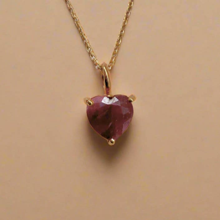 Gold Lunar - Wholesale Pendant/Charm Necklace - July Birthstone Chain Necklace Ruby 18k Gold Plated Gift