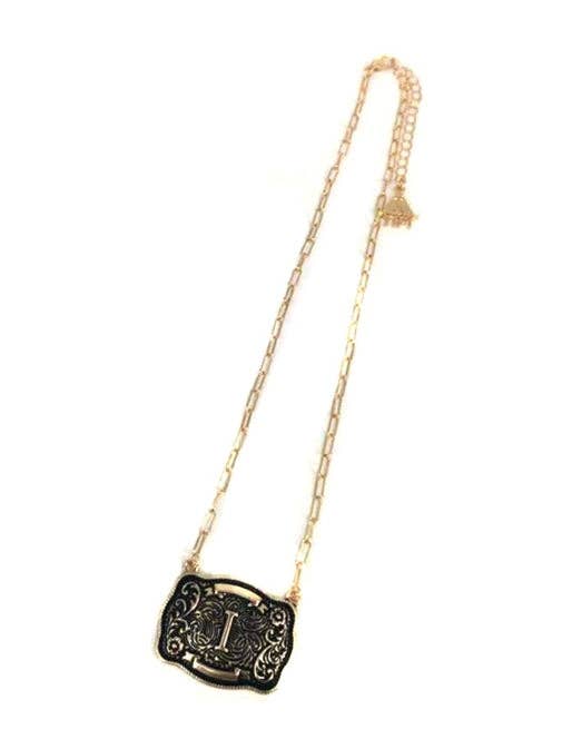 Snowing West - Wholesale Pendant/Charm Necklace - Western Belt Buckle Initial Necklace8