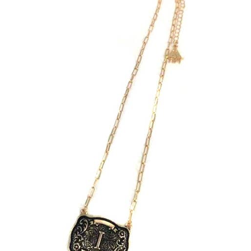 Snowing West - Wholesale Pendant/Charm Necklace - Western Belt Buckle Initial Necklace8