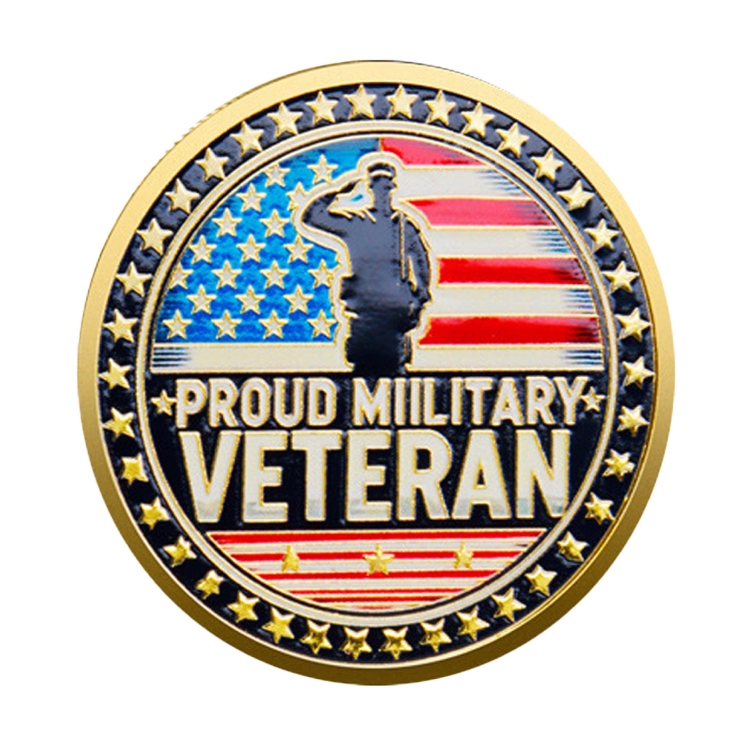 Blinkee.com, LLC - Wholesale Keepsake Coin/Token - Proud Military Veteran Challenge Gold Plated Coin
0