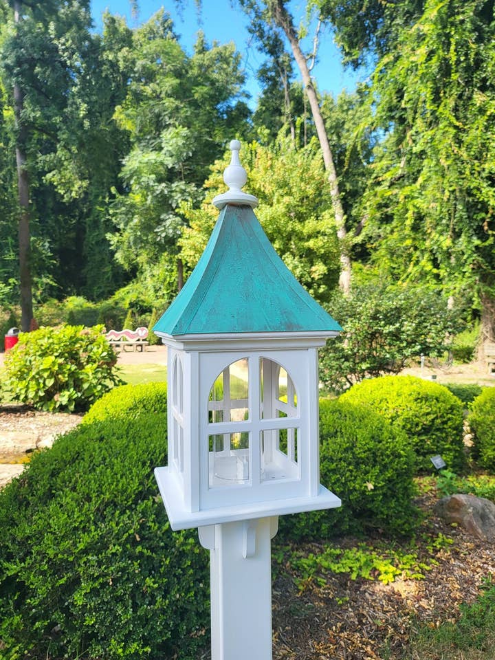 Patina Copper Bird Feeder, Large, Square Design, Premium Feeding Tube for wholesale by Better Crafter