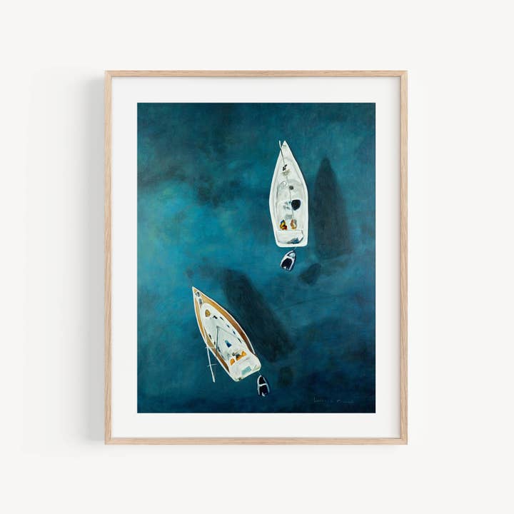 Boats Art Print Giclee for wholesale by Lucia de Miguel Art Studio