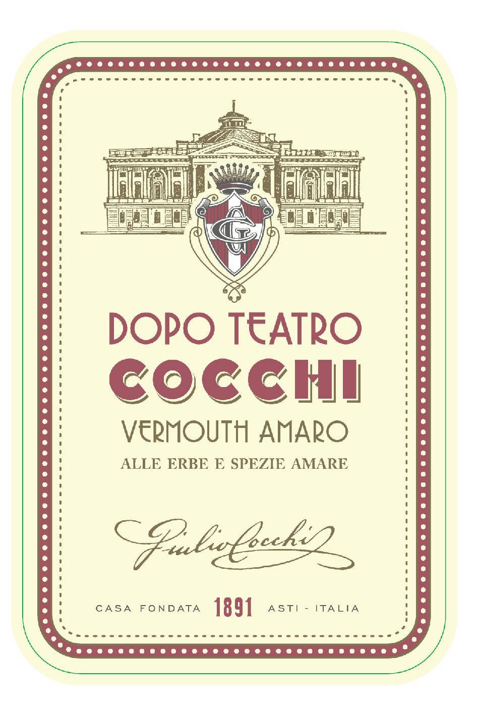 Metina SAS - Wholesale Champagne/mousserende wijn - Na Teatro Amaro Vermouth in Turijn Cocchi 75 cl.1