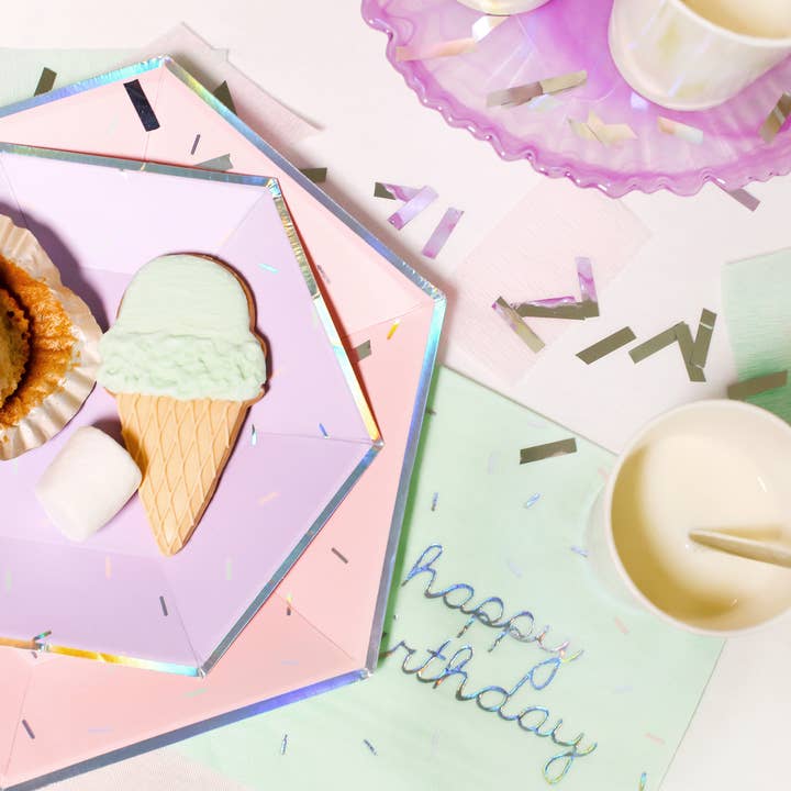 Harlow & Grey – wholesale Disposable plate – Sprinkles Pastel Happy Birthday Large Paper Plates - 18 Pack