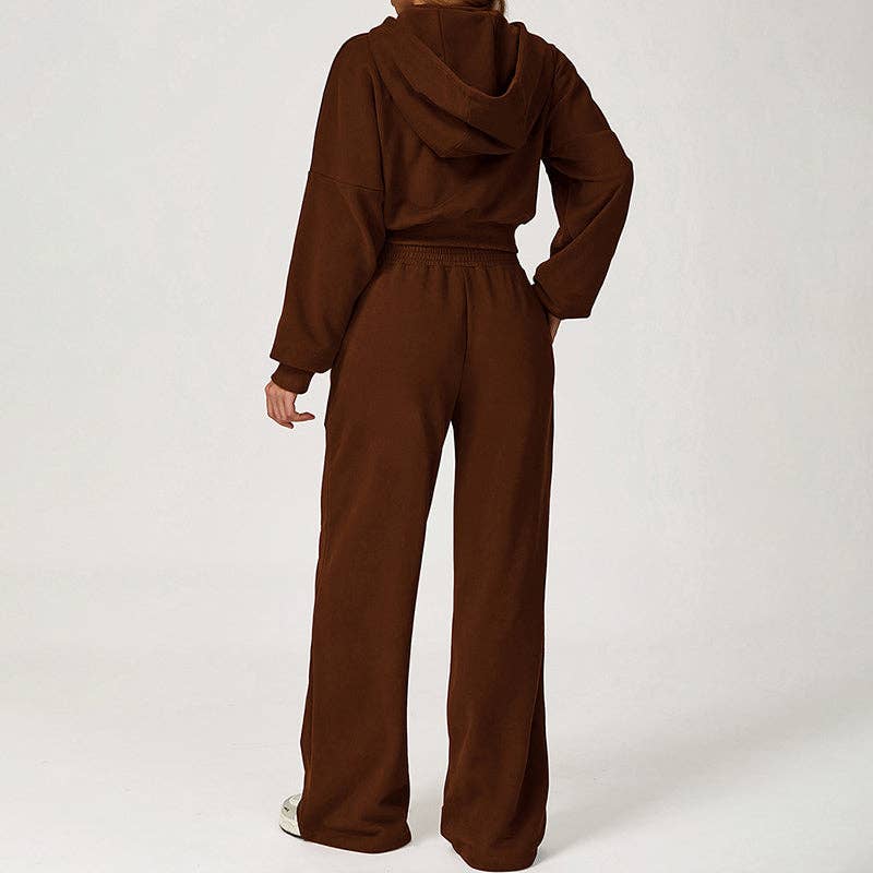 WONDERXFANS – Engroshandel Loungesæt - Dame – Beskåret hættetrøje + løse sweatpants 2-delt sæt1