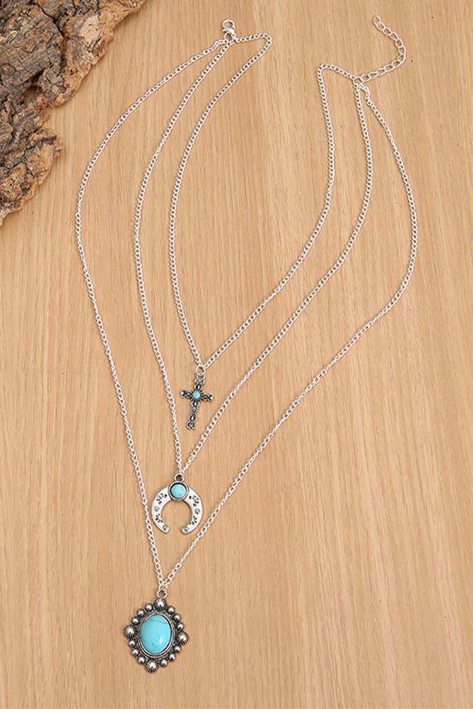 Silver Turkos halsband SP017 för wholesale på Faire2