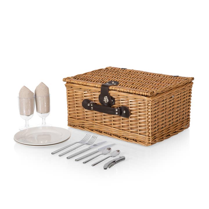 Beige Canvas Classic Picnic Basket for wholesale on Faire