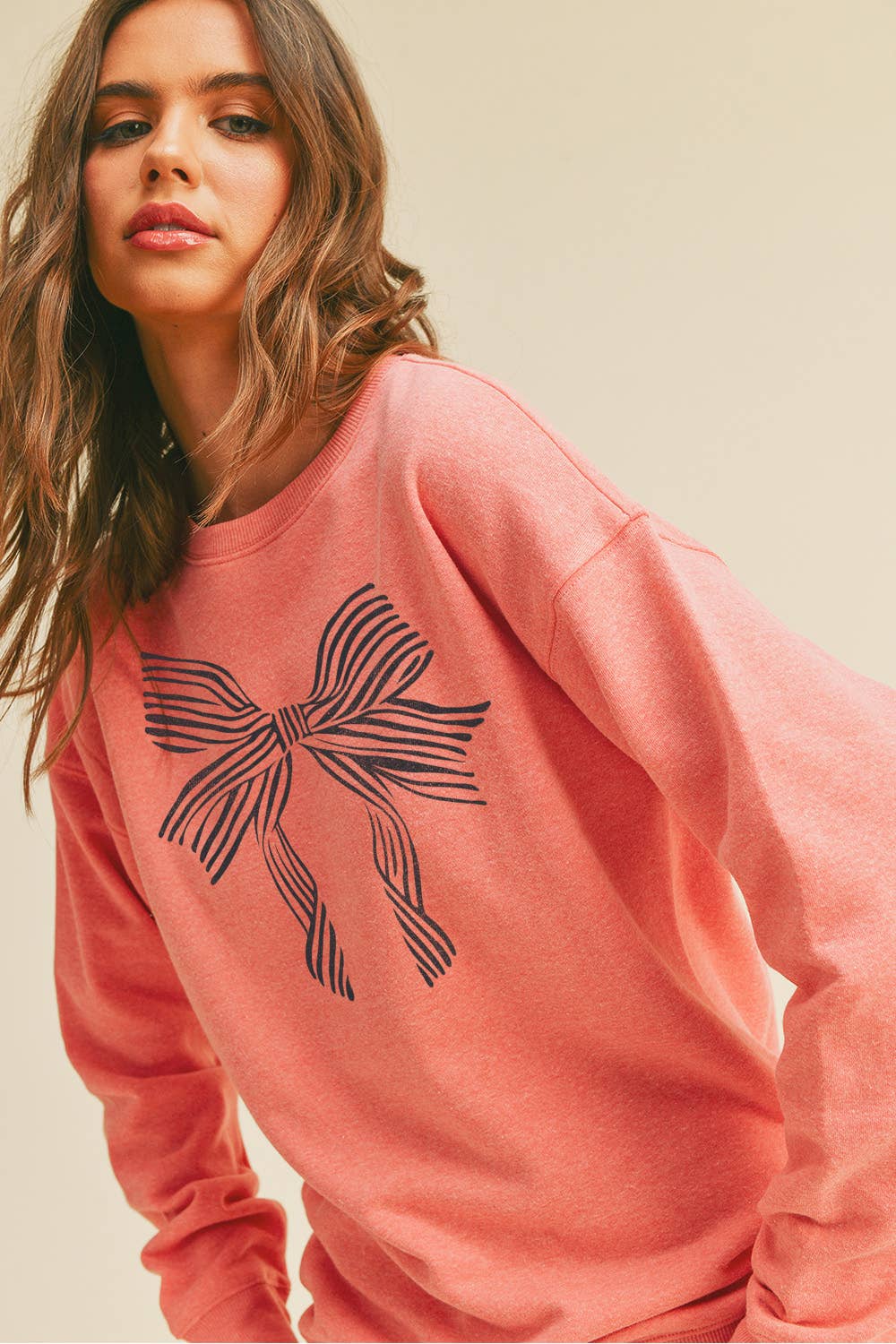 Honestee - Wholesale Sweatshirt - Women's - Bow Long Sleeve Sweatshirt1