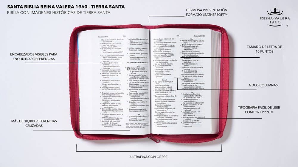 HarperCollins Christian Publishing - Wholesale Religion - RVR60, Santa Biblia, Tierra Santa, Ultrafina, Letra grande16