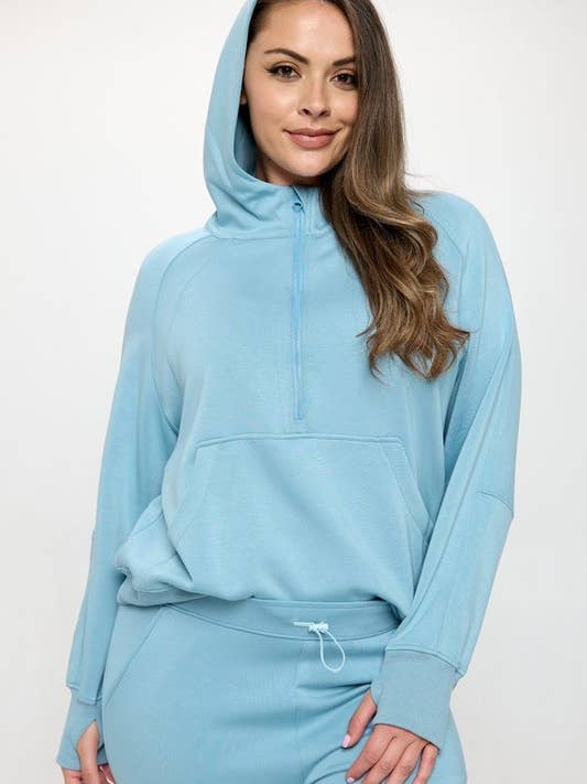 Felpa con cappuccio ultracomoda da donna con zip a un quarto per la vendita all'ingrosso da parte di Yelete